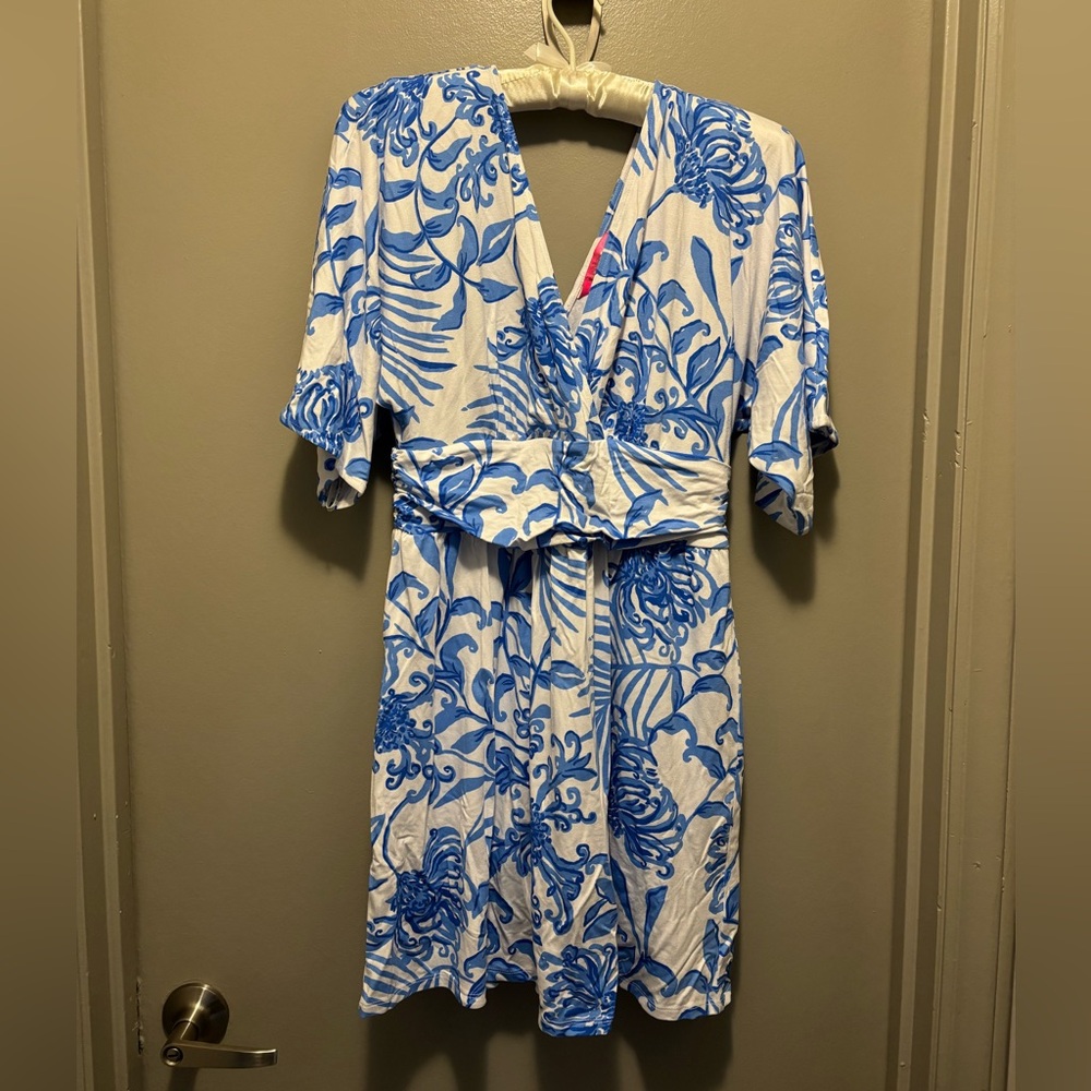 Lilly Pulitzer Blue and White Floral Parigi Romper